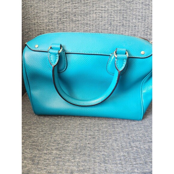 Coach "Rowan" Turquoise Blue Small Satchel Bag w/ Dustbag - Picture 3 of 11